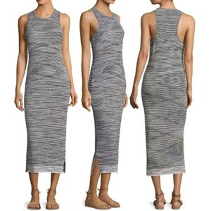 Theory Intrella Space Dye Striped Racerback Linen Maxi Dress Women's Size Large